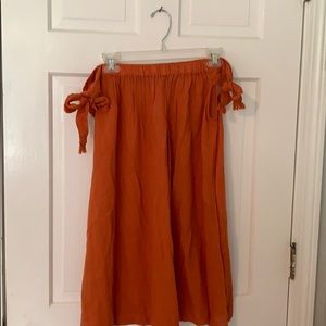 Orange off the shoulder dress